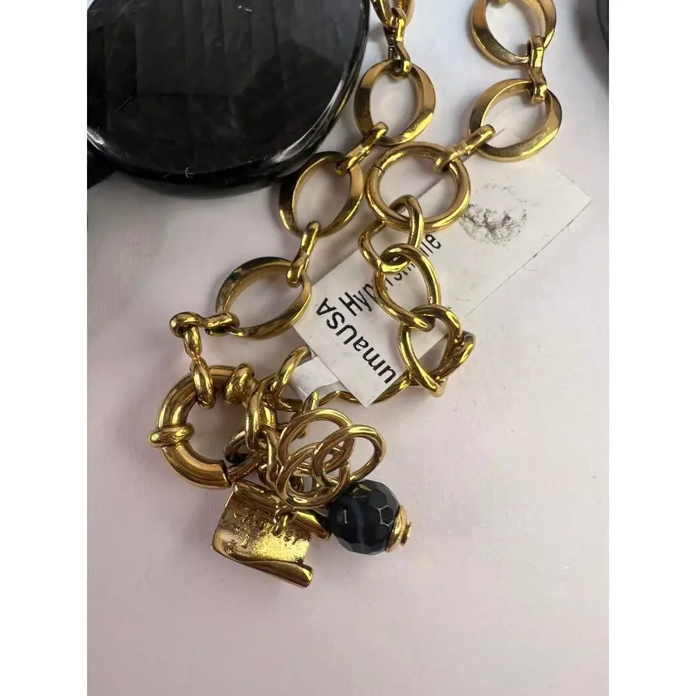NEW Hypersthene necklace in gold over bronze
